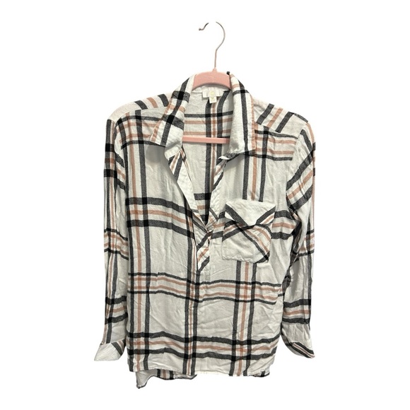 Charming Charlie Tops - Charming Charlie White and Black Plaid Tunic